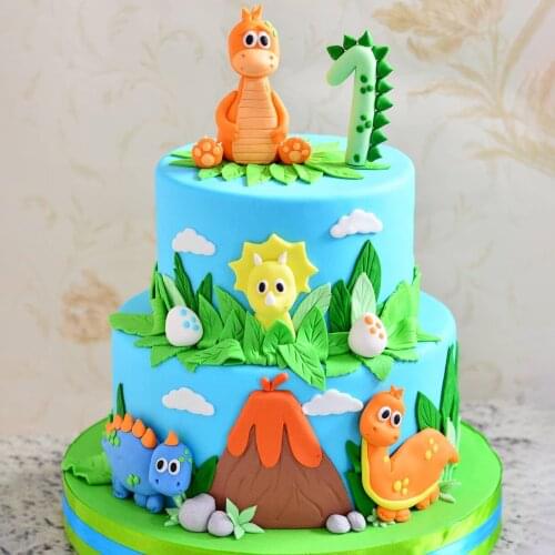 Cartoon Dinosaur Cake Toppers Jungle Party Decorations Kids Boy 1st Birthday Cake Decoration Baby Shower Dinosaur Party Supplies