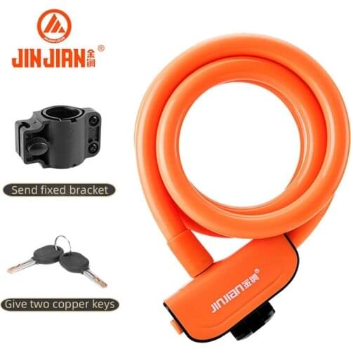 JIN JIAN Bicycle Lock Anti-theft Cable Lock Mountain Road Bike portable Electric Car Lock Helmet Locks Bicycle Accessories