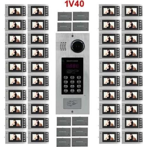 Building Home security Video Intercom System 4.3" LCD Video Door Phone IR Home Video Doorbell For 40-Apartments 1 Doors