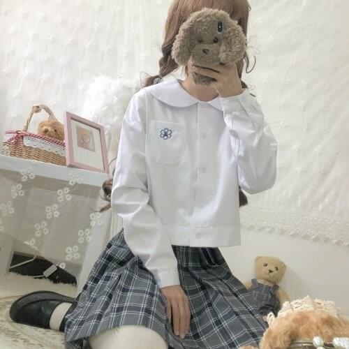 Japanese College JK Uniforms Bow Tie White Long-Sleeved Shirt Plaid Pleated Skirt Suit school girl uniform estudiantes
