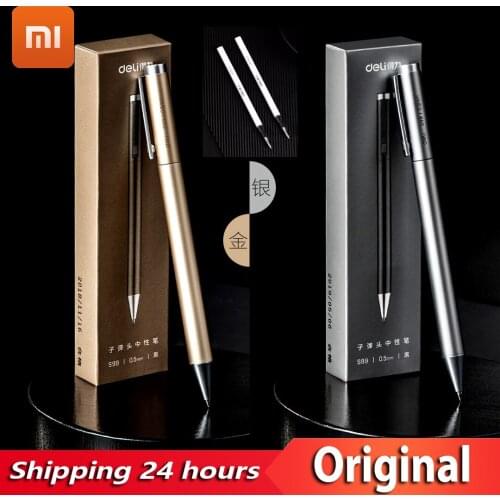 YOUPIN Deli Metal Gel Pen Business Sign Pen Personal Office Accessories 0.5mm S99 Rotating Bullet Signature Pen Student pen