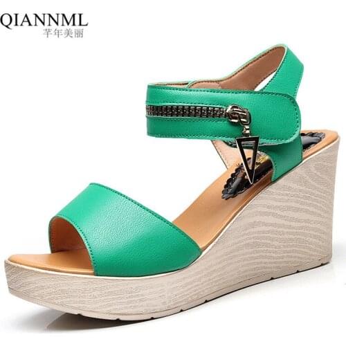 Qiannml Quality Platform Sandals Summer Wedges Shoes for Women 2021 High Heel Wedge Sandals Women Big Size 41 42 43