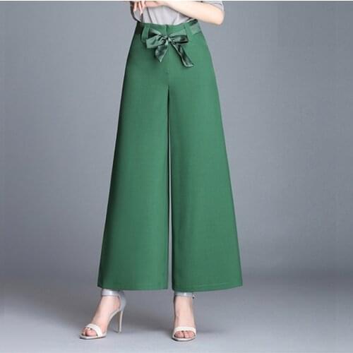 Lady Modern Dance Pant Broad Leg High Waist Ballroom Dancing Trousers Girls National Standard Dance Trousers with Belt B-6880