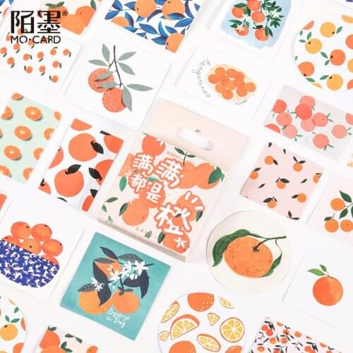 1 Box (46 pcs stickers) Fruit Orange Decorative Stickers Notebook Diary Stick Label
