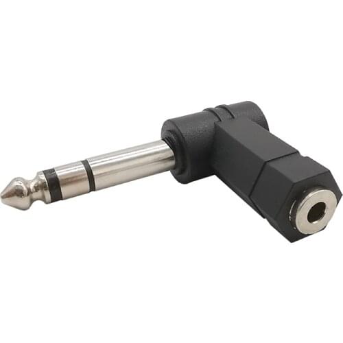 1PCS Right Angle Stereo Audio Adapter 1/4 Inch 6.35mm Male Plug to 3.5mm Female Jack 90 Degree Stereo Headphone Audio Connecter