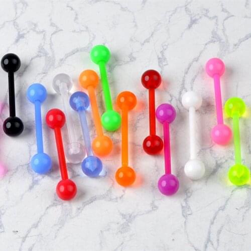 10pcs/lot Colorful Flexible UV Silicone Tongue Nipple Stud Bar Ring Barbell Piercing Body Jewelry