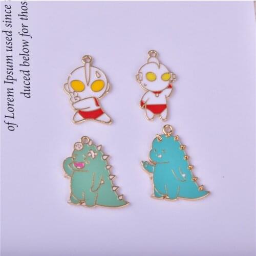 10pcs Cartoon Cute Dinosaur Enamel Metal Charms Earring Bracelet DIY Jewelry Making