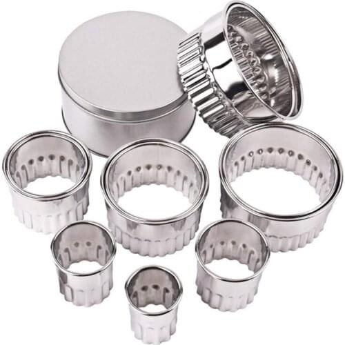 12 Pcs SetStainless Steel Circle Cookie Biscuits Cutter Molds Baking Decor Mould
