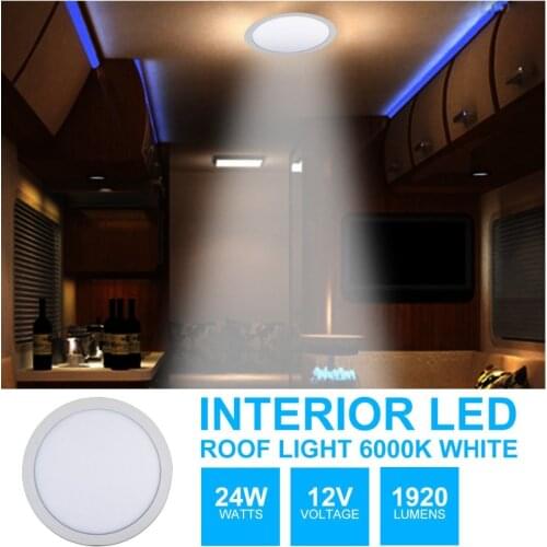 12V 24 W Car Interior Light Round Shape Dome Roof Ceiling White LED Lamp