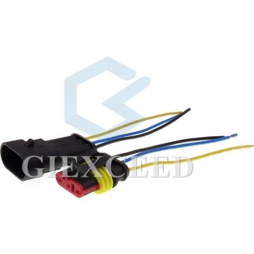 2 Sets Tyco/Amp 3 Pin 282087-1 282105-1 Female Male Electrical Connectors Waterproof Auto Plug With Wiring Harness