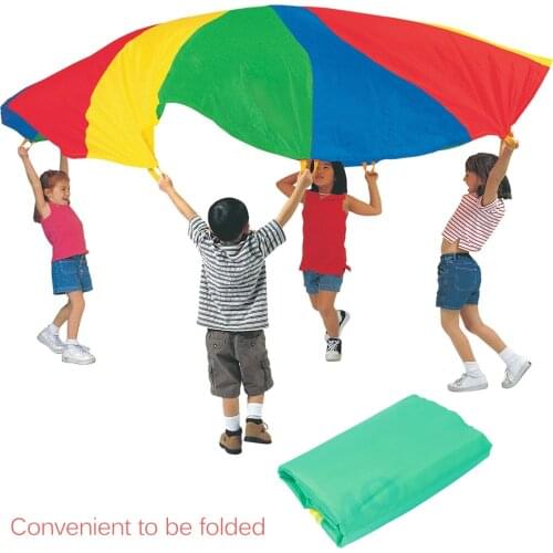 3.6X3.6 m Child Kids Sports Development Outdoor Rainbow Umbrella Parachute Toy Jump-sack Ballute Play Parachute 6/12 children