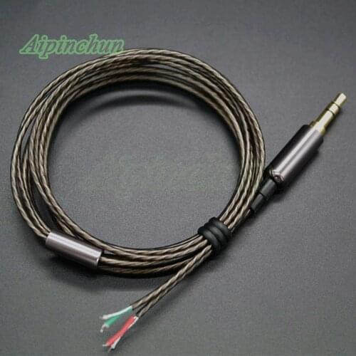 Aipinchun 3.5mm 3-Pole Line Type Jack DIY Earphone Audio Cable Headphone Repair Replacement 6N OCC Silver-Plated Wire Cord