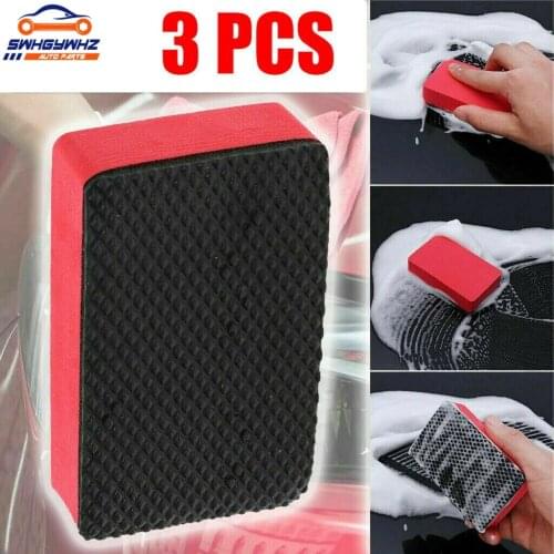 3PCS Car Magic Clay Bar Sponge Block Wash Cleaner Cleaning Eraser Wax Polish Pad