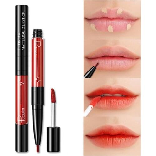 4.5g Waterproof Double Head Lip Gloss Pen Misty Natural Lip Tint Gloss Labial Matte Liquid Lipstick Makeup Accessories