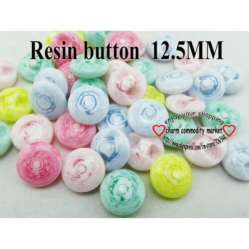 50PCS 12.5MM tree lines round stripes mixed Dyed RESIN buttons coat boots sewing clothes accessories R-185