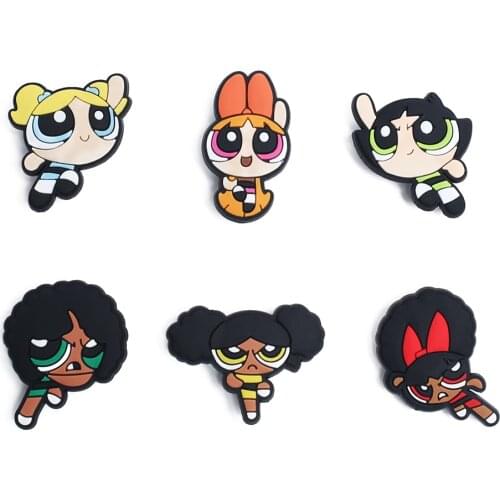 6pcs Cartoon Animation Gallant Girl PVC Shoe Charms Accessories DIY Shoe Decoration For Croc Jibz Kids Favor Kawaii Cute X-mas