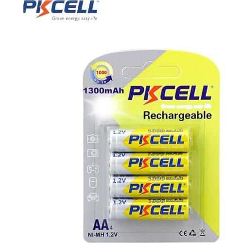 4Pcs/1Card PKCELL AA 1.2V NIMH Rechargeable Battery 1000Cycle Time Real Capacity For DVD And Toy