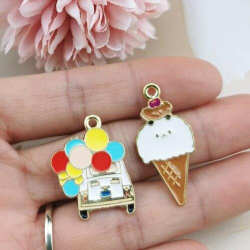 DIY Handmade Jewelry Accessories Alloy Dripping Oil Fun Ice Cream Balloon Car Pendant Earring Earring Material