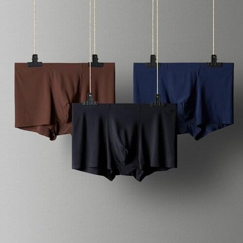 Seamless Ultra-thin Men Boxers Silky Male Antibacterial Nylon Mid Waist Underwear Breathable Solid Mens Briefs Male Panties 2021