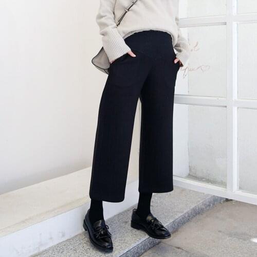Abdominal Support Woollen Cloth Maternity Clothes Winter Pregnant Woman Pants High Waisted 2019 New