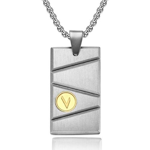 Stainless Steel Fashion Men Black Punk Rock Rectangle Matt Polish Finished Pendant Necklace Jewelry Gift For Him with Chain