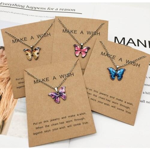 Fashion Silver Color Chain Colorful Butterfly Flashing Chain Necklace Pendant For Women Clavicle Chain Female Exquisite Jewelry