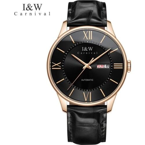 CARNIVAL Brand Fashion Gold Automatic Business Watch Man Luxury Waterproof Sapphire Calendar Mechanical Wristwatch Reloj Hombre