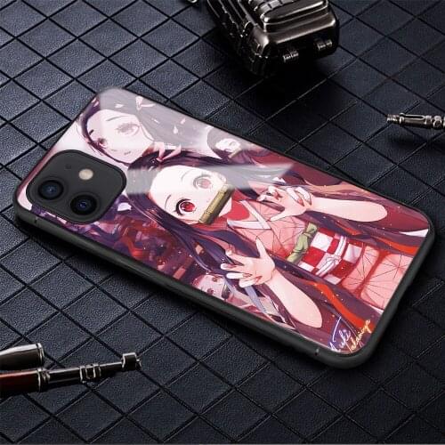 Demon slayer anime Kamado Nezuko Case glass protective cover For iphone 12 mini 11 Pro X XS Max XR 6 6s 7 8 Plus