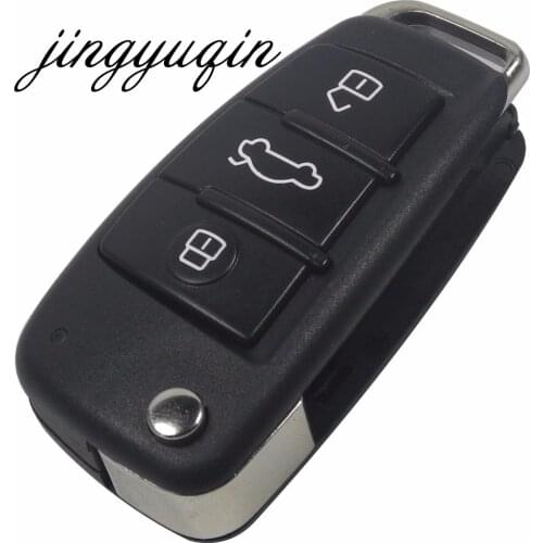 Jingyuqin 10pcs/lot For AUDI A2 A3 A4 A6 A6L A8 TT Without Blade Folding Flip Remote Car Key Shell Case 3 Button Case