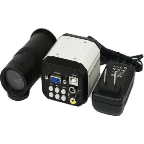 2.0MP HD 3 in1 Digital Industry Microscope Industrial Camera Magnifier VGA USB AV TV Outputs+130X zoom c-mount Lens C-mount Lens