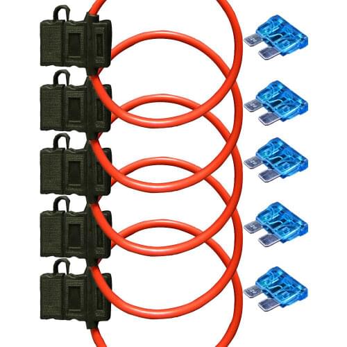 EE support 5 X 10 Gauge ATC Fuse Holder W/ FUSE IN-LINE AWG Wire Copper 12 VOLT Blade