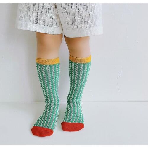 Kids Summer Cotton Knee High Socks Children Toddler Girls Boys Funny Mesh Cute Lattice Fashion Tube Long Sock Baby Accessories