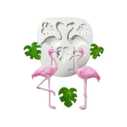Flamingo Banana Leaf Chocolate Fondant silicone Mold Monstera Leaf Sugar Cake Silica Gel Mould Sugarcraft Baking Tools