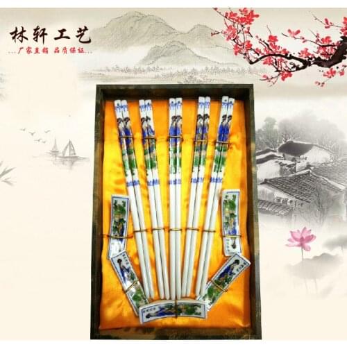 Hot supply printing family chopsticks set a variety of tableware chopsticks set 5 pairs of chopsticks set