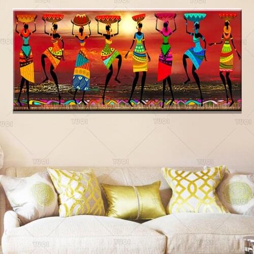Cuadros Etnicos Tribal Art Paintings African Women Dancing Oil Painting Picture for Living Room Canvas Print Home Decor