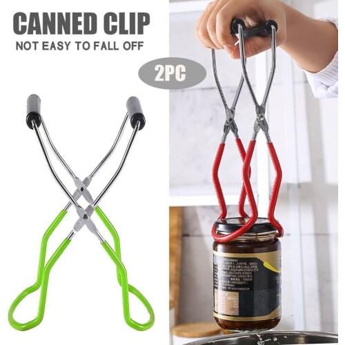 2PC Canning Jar Lifter Tongs Kitchen Tool Stainless Steel Jar Lifter with Grip Handle Wide Mouth Clip Not Easy To Fall Off #84