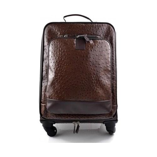 Leather trolley coffee travel bag weekender overnight leather bag with 4 wheels leather cabin luggage airplane bag