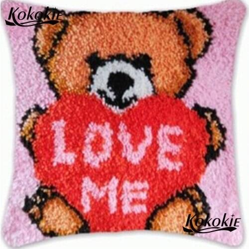 Latch hook rug kit bear diy Needlework carpet mat Crocheting Kit Rug Yarn 3d cushion blanket Handmade Embroidery Pillowcase