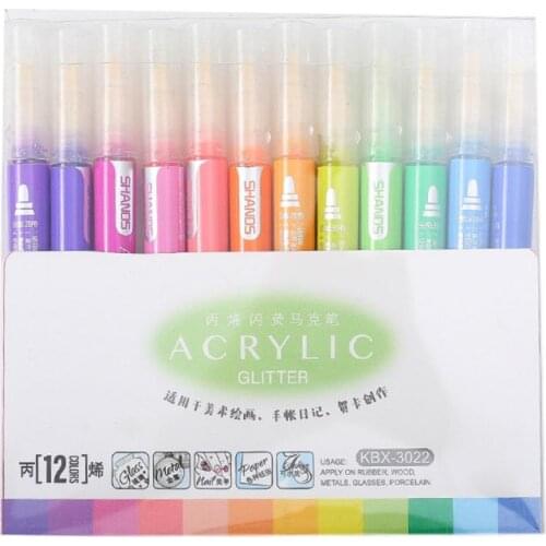 12 Colors Acrylic Paint Marker Pen for Ceramic Rock Glass Porcelain Mug Painting