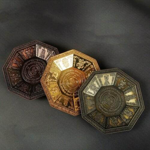 Multifunctional Buddhist Incense Offering Fire Plate Red Copper Tribute Engraving Fire Serving Tray Mandala Smoke Supply Furnace