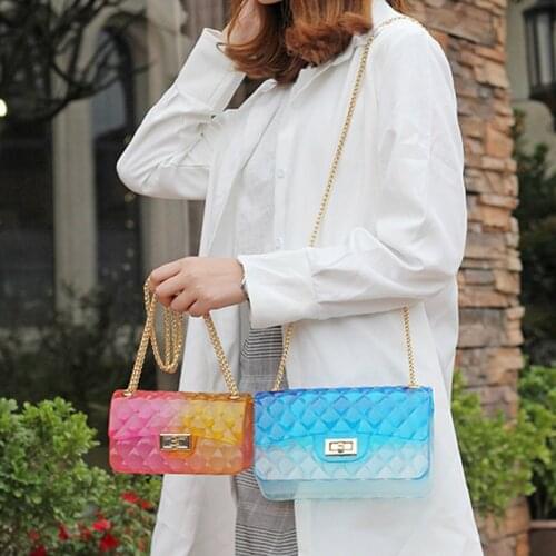 Fashion Transparent Handbag Lady Pvc jelly Beach Bag Candy Color Crossbody for women 2019 Mini Shoulder Bag Female Luxury Clutch