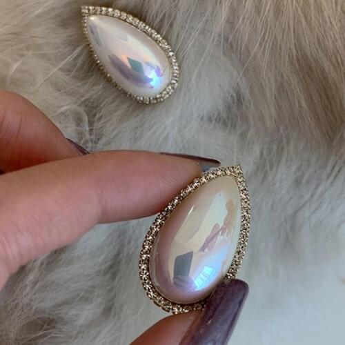 Fashion Water Drop Shaped Pearl Big Stud Earrings For Women Korean Style 2021 New Jewelry Temperament Earings Wholesale