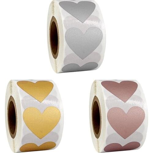 300Pcs Heart Labels Stickers Rose Gold Silver Love Heart Shape Scratch Stickers DIY Handmade Business Gift Envelopes Decals