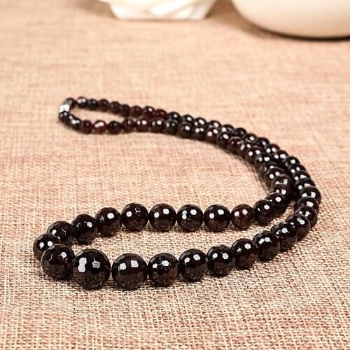 Pure black with transparent with High gloss Natural Garnet necklace, Handcrafted and mysterious