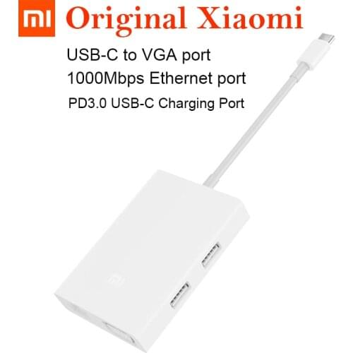 Original Xiaomi USB-C to VGA Adapter 1000Mbps Ethernet Gigabit Network for Macbook mi laptop air USB3.0 Fast Charging Adaptor
