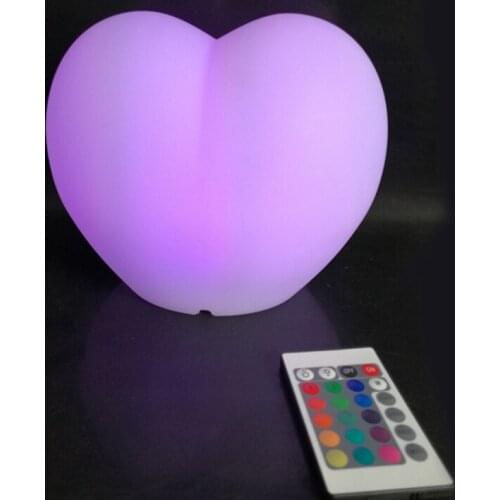 PE Plastic moulded heart shape LED illuminated wedding lamp 16 colors Christmas Heart Lights for Event & Party Supplies 1pc