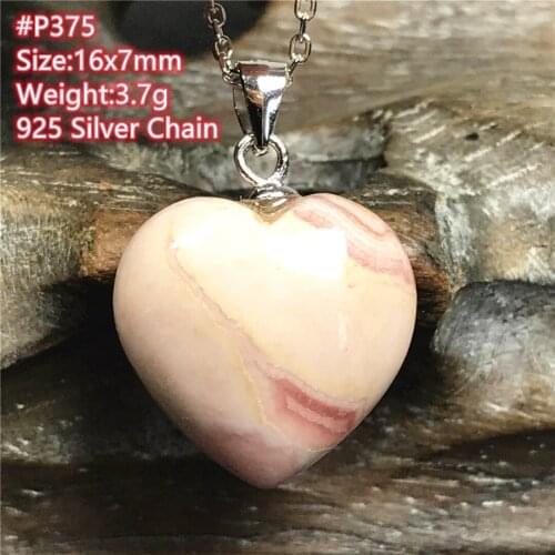 Natural Heart Red Rhodochrosite Stone Pendant Jewelry For Women Men Love Crystal 16x7mm Beads 925 Silver Chains Gemstone AAAAA