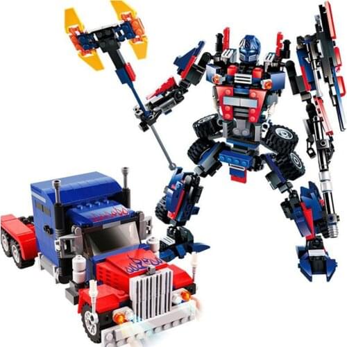 2-in-1 377pcs Transformation Series Transform Robot Car Big Truck Building Block Model Toy Gift for kids boy 8713