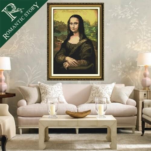 Romantic Story Classic Mona Lisa Figure Portrait Cross Stitch Needlework DIY 11CT Printing Cross Stitch Sets For Embroidery Kits