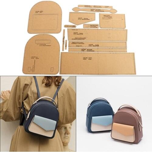 1Set DIY Kraft Paper Template New Womens Backpack Casual Backpack Leather Craft Pattern DIY Stencil Sewing Pattern 21cm*24cm